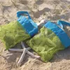 Förvaringspåsar av DHL Green Blue Children Mesh Shell Bag Summer Beach Seashell Tote Foldbar Kids Gift