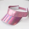 Visors Ball Caps Men feminino moda feminina brilhante laser pu sun visor cap boné hip-hop dança sportswear tennis Ajdustable prata preta rosa 24412