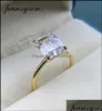 Solitaire Ring Rings smycken Pansysen Whiteyellowrose Gold Color Luxury 8x10mm Emerald Cut AAA Zircon for Women 100 925 Sterlin6584093