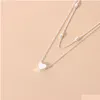 Collane a ciondolo Fashion Fashion Tiny Heart Collana per le donne Trendy Simple Gold Sier Color Chain Girls Girls Party Gioielli Gift Drop Del Dhfmk