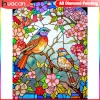 Huacan 5d diam diamante pintura pássaro completo redondo/ broca quadrada mosaico de flor artesanal decoração de quarto de presente