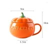 Tasses Halloween Creative Pumpkin Mug tasse en céramique avec soupe à la cuillère Petit-petit-déjeuner d'avoine pour les enfants