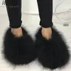 Casual schoenen Fashion Women Snow Boots Echte echte harige struisvogelveer harige pels pluizige enkel dames botas mujer