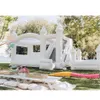 송풍기 흰색 풍선 탄력 성이있는 4.5x4.5m (15x15ft) 슬라이드 상업 웨딩 바운스 하우스 콤보 뒷마당 고급 야외 게임