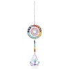 Dekorativa figurer 7 Chakra Crystal Suncatcher Round Crystals Bead Pendant Hanging Prism Drop Sun Catchers For Windows Home Garden Decor