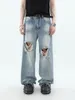 Pantalon masculin de style américain jeans déchirés de haut niveau pantalon d'été rétro à la mode à la mode