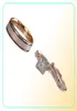 Lindas 3pcsset mulheres anéis de casamento Mosaic cz dois tons de jóias de moda de moda de noivado feminino4685518