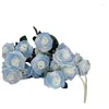 Dekorativa blommor 51 cm konstgjorda siden tyg rosbukett för alla hjärtans dag heminredning blå is och av ecuador