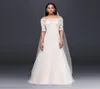 Elegant Bateau Neckline Off the Shoulder 34 Sleeve Wedding Dress Illusion Lace Back Sweep Train gorgeous Bridal Dressses WG37342497050