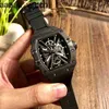 Richardmill Watch Wristwatch Lüks Tasarımcı Erkek Karbon Fiber Otomatik Mekanik Kişiselleştirilmiş Bant Su Geçirmez Atmosfer Gelgit