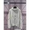 Women's Sweaters C23 Autumn and Winter Triumphal Arch Hook Pattern Diamond High Neck Warm Loose Long Sleeve Knitted Sweater