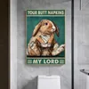 Butt peçeteleriniz Lord Baskı Posterleri Banyo Komik Hayvan Tuvalet Tırnaklar Tuval Boyama Duvar Sanat Resimli Tuvalet Wc Dekor