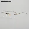 Sunglasses Frames Pure Titanium Eyeglasses Half Rim Men Fashion Ultra-light Round Women Glasses Frame Myopia Anti Blue Light Japanese