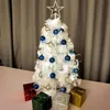 1set mini ornement d'arbre de Noël petit arbre de Noël blanc artificiel avec arbre étoilé topper de Noël table de table Navidad décor