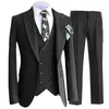 Men's Suits Blazers 3 Pcs Set Suits Vest Pants / Fashion New Men Casual Boutique Business Pure Color Groom Wedding Hosting Suit Double Breasted Vest