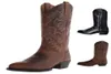 Qualità Talta alta ricamata ricamata RETRO Men039s e Women039s Stivali da cowboy occidentale a testa larga taglia 3848 Men85790241060906