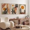 Boho Abstract Beige Beige Green Terracotta Geometric Feuilles Affiches du soleil Canvas Peinture murale Art Impression Impression pour le décor de salon