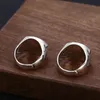 S25 Sterling Gümüş Takı Şık ve Kişiselleştirilmiş Köpek Head Bulldog Açık Yüzük Erkek Vintage Thai Jewelry240412