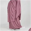 Ethnic Clothing Ramadan Eid Gowns Two Piece Muslim Women Set Prayer Garment Nikab Abaya Dress Long Khimar Hijab Robe Kaftan Niqab Drop Otlud