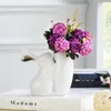 Figuras decorativas Jarrón de cerámica moderna decoración de flores artificiales para el hogar muebles de la sala de estar del hogar adornos de escritorio de la sala de niños