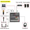 Mixer Free AT04M PORTABLE DC 5V Strömförsörjning Bluetooth USB -gränssnitt 4 Channel 16 Effekt PC Record Sound Card Audio Mixer Console