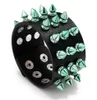 Charm Bracelets Three Row Cuspidal Spikes Rivet Stud Wide Cuff PU Leather Punk Gothic Rock Unisex Bracelet Men Jewelry5263801