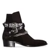 Tout nouvel homme ami ri ri bandana Boots boucles de cheville noir en cuir noir