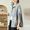 Blouses pour femmes Femmes à manches longues Casual Denim Shirt Arrivée 2024 Spring Korean Style Double Pockets Loose Femme Tops Shirts B3233