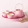 Tea Trays Cute Pink Ceramic Tray Girls Household Desktop Rectangular Plate Kung-Fu Set Accessory Dry Soak Pot For Office