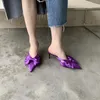 Summer Butterflyknot Women Slippers Fashion Elegant Slip On Singbacks Mules Slides Shoes Ladies Sexy Thin High Heel Sandalias 240409