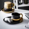 Tazze di piattini espresso tazza di fascia di lusso di nicchia di lussuoso sentimento di moda grossolana di ceramica nera tazze da caffè nero