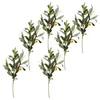 Decorative Flowers 6 Pcs Artificial Olive Branch Flower Arrangement Decor Tree Branches Home Fake Stems For Vases Wedding Greenery