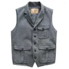 Gilet pour hommes en tweed Vest Safari Style 3 poches gris gris saloncoat-formel