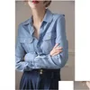 Chemises pour femmes chemises de la chemise denim Coffre de chemise printemps et d'automne à manches longues Senture de conception rétro à manches longues Dhi3z