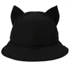 Bérets Unisexe Fisherman Hat Kitten Eart Bodet For Girls Polydold Cartoon Thème HXBA