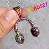 Casque écouteur Gold Mens Long Colliers Pendants Chaîne Hip Hop pour garçon Boy Male Bijoux en acier inoxydable