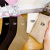 Chaussettes chaussettes en laine hosiery, d-letter d-la lettre d'automne épaisse à mi-longueur à mi-longueur à la mode Instagram à la mode