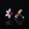 Gems Ballet Palm Leaf Fabulous Earring Luxury Lab Created Ruby Exquisite Vintage Design Earrings 925 Sterling Silver 240410