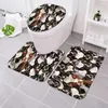 Mattes de bain Cloocl Animaux Mat de toilette Ensemble mignon Labradoodle 3D Tapis de sol imprimé Coupchage de douche de salle de bain 3 pièces