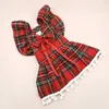 Christmas Dog Dresses Strap Autumn Winter Clothing Skirt Cat Pet Cosplay Checker Clothes for Small 240411