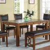 Contemporary Dining 6pc Set Table w 4x Side Chairs And Bench Walnut Finish Unique Design Rectangular Dining Table Dining Room