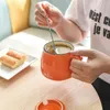 Керамическая чашка Керамика Студент Студент Домохозяйный Завтрак вода Женская кружка кофе с крышкой ложкой