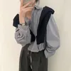 Frauen im koreanischen Stil der Frauen im koreanischen Frühjahr im koreanischen Stil Herbst Herbst-Waist-String Lose-Fit-Short-Shirt