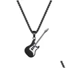 Подвесные ожерелья моды хип -хоп гитара титановое стальное колье для мужчин праздничные подарки панк -гот -ювелирные изделия из нержавеющих аксессуаров d dhf4j