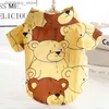 Dog Apparel Do Clothin Summer Thin Cat Shirt Yellow White Cartoon Bear Printin Lapel Shirt Cotton Casual Pet Clothin L3574 L49