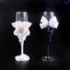 Party Decoration 2 PCS / Set White and Black Wedding Glasses Champagne Rostning för bröllop Flute Long Wine Cup