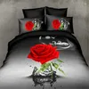Bettwäsche Sets 3D Blumendruckgedruckte Bettwäsche Kingsize Hochzeit dekorative Bettdecke Bahnblatt Kissenbezug romantische rote Rose Set für Erwachsene