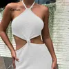 Повседневные платья сексуальные наряды для отдыха вязаные Halter Maxi для женщин 2024 Элегантные наборы платье