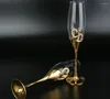 SCHEDE DI VINO 2PCS/SET Crystal Champagne Glass Wedding Tostatura dei flauti da bevanda a tazza per feste per feste per feste scatola regalo