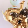 1pc Golden Resin Elephant Statue Feng Shui Elegant Elephant Trunk Sculpture Lucky Wealth Figurine Crafts Ornements Home Decor 240409